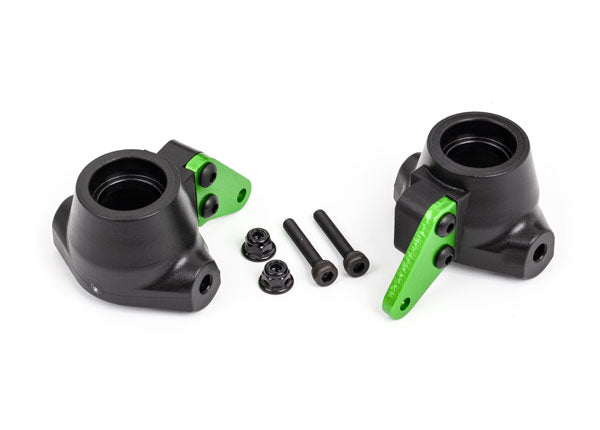 Traxxas 9637G Steering blocks, left & right/ Steering block arms (aluminum, green-anodized) (2)/ 3x18mm CS (2)/ M3x0.5mm NL (2) - TRA9637G