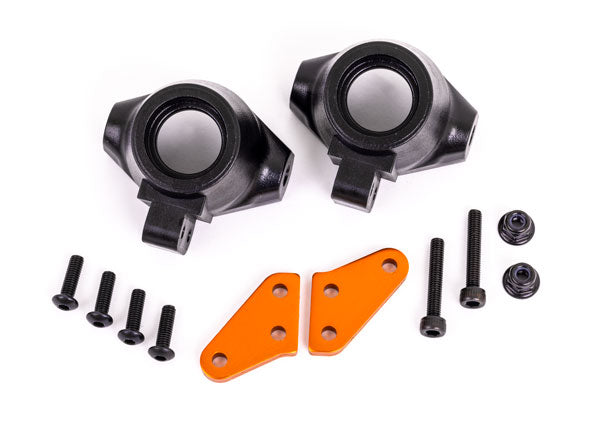 Traxxas 9637T Steering blocks, left & right/ Steering block arms (aluminum, orange-anodized) (2)/ 3x18mm CS (2)/ M3x0.5mm NL (2) - TRA9637T