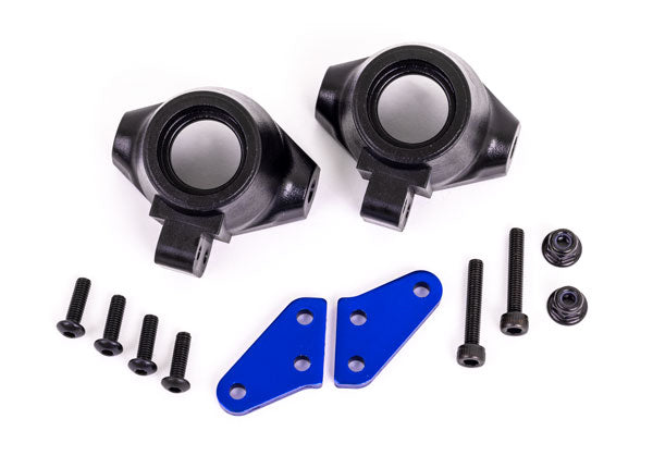 Traxxas 9637X Steering blocks, left & right/ Steering block arms (aluminum, - Blue-anodized) (2)/ 3x18mm CS (2)/ M3x0.5mm NL (2) - TRA9637X