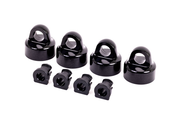 Traxxas 9664A Shock caps, aluminum (black-anodized), GT-Maxx shocks (4)/ spacers (4) (for Sledge) - TRA9664A
