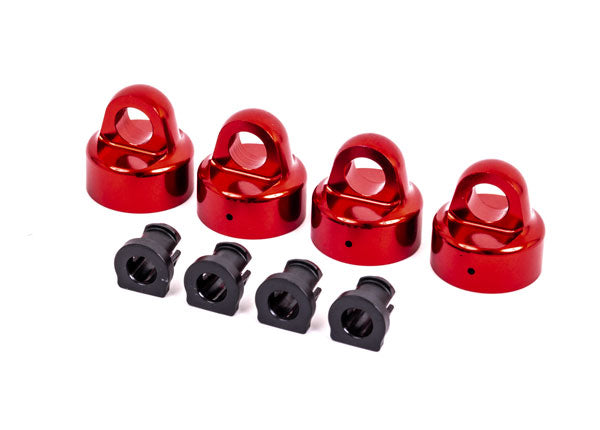 Traxxas 9664R Shock caps, aluminum (red-anodized), GT-Maxx shocks (4)/ spacers (4) (for Sledge) - TRA9664R