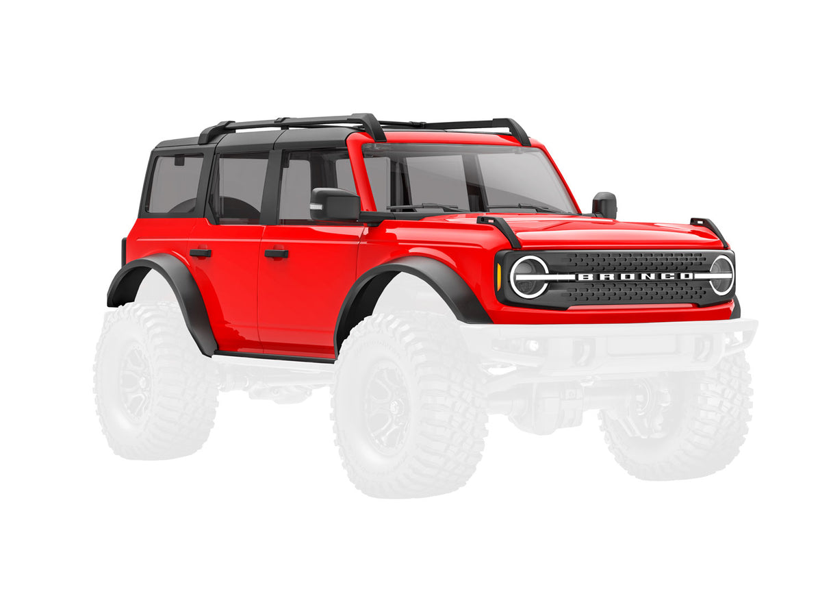 Traxxas 9711-RED Body, Ford Bronco, Complete, - Red (includes grille, side mirrors, door handles, fender flares, windshield wipers, spare tire Mount, & clipless Mounting) (requires #9735 Front & Rear bumpers) - TRA9711-RED