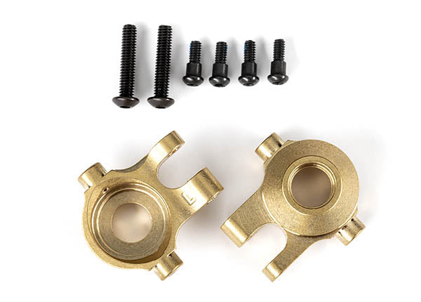 Traxxas 9737 Steering blocks, brass (7 grams each) (left & right)/ 2.5x12mm BCS (with threadlock) (2)/ 2x6mm SS (with threadlock) (4) - TRA9737