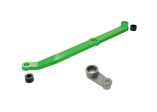 Traxxas 9748-GRN Steering link, 6061-T6 aluminum (green-anodized)/ Servo Horn, metal/ spacers (2)/ 3x6mm CCS (with threadlock) (1)/ 2.5x7mm SS (with threadlock) (1) - TRA9748-GRN