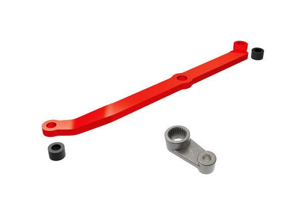 Traxxas 9748-RED Steering link, 6061-T6 aluminum (red-anodized)/ Servo Horn, metal/ spacers (2)/ 3x6mm CCS (with threadlock) (1)/ 2.5x7mm SS (with threadlock) (1) - TRA9748-RED