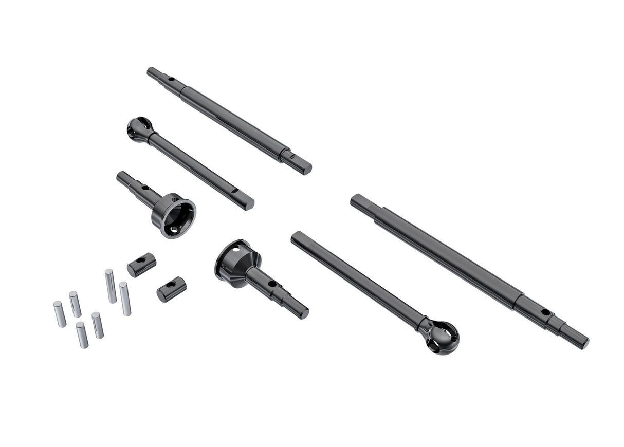 Traxxas 9756 Axle shafts, Front (2), Rear (2)/ stub axles, Front (2) (hardened steel)/ 1.5x7.8mm pins (2)/ 1.5x6mm pins (4)/ cross pins (2) - TRA9756