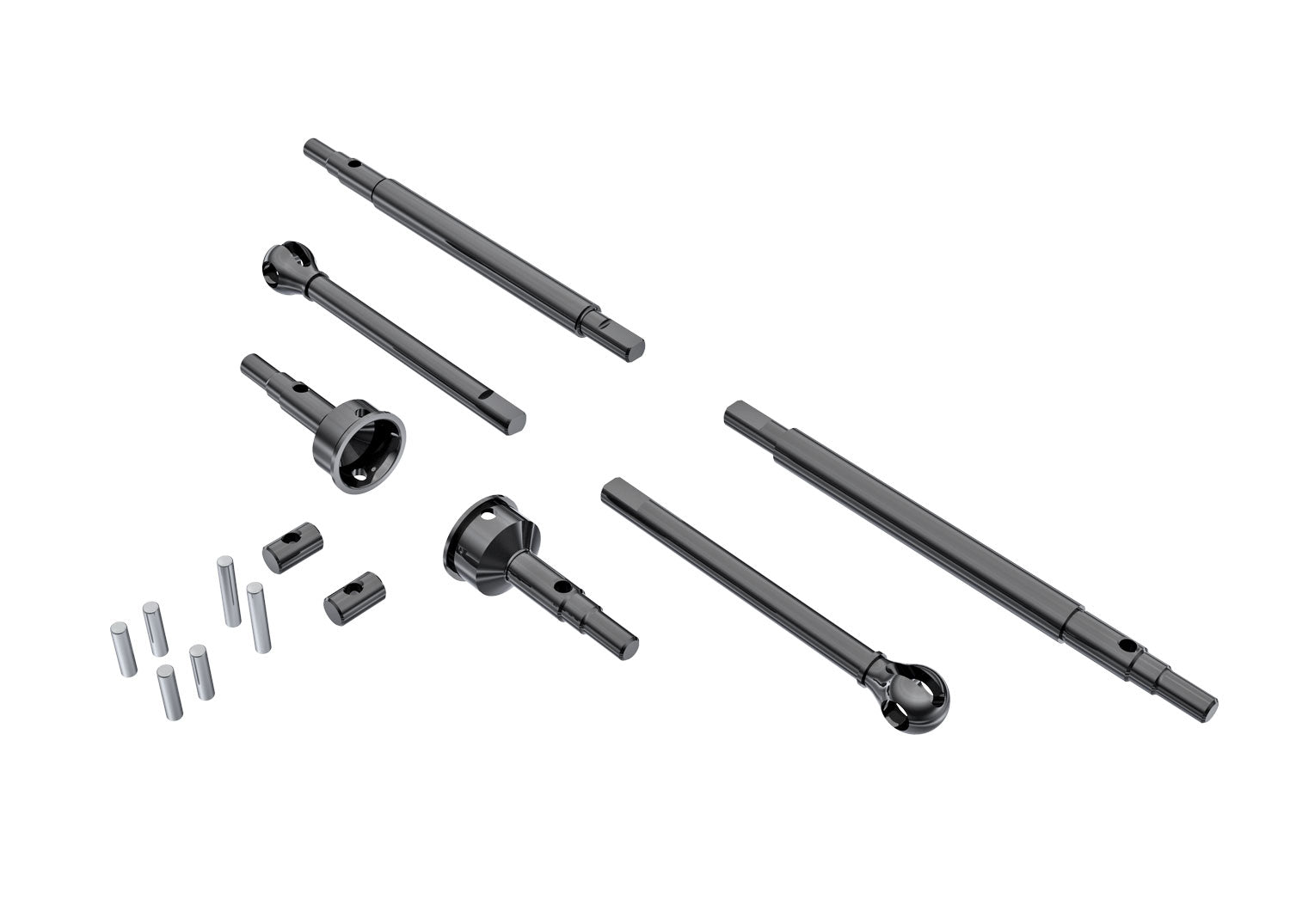 Traxxas 9756 Axle shafts, Front (2), Rear (2)/ stub axles, Front (2) (hardened steel)/ 1.5x7.8mm pins (2)/ 1.5x6mm pins (4)/ cross pins (2) - TRA9756