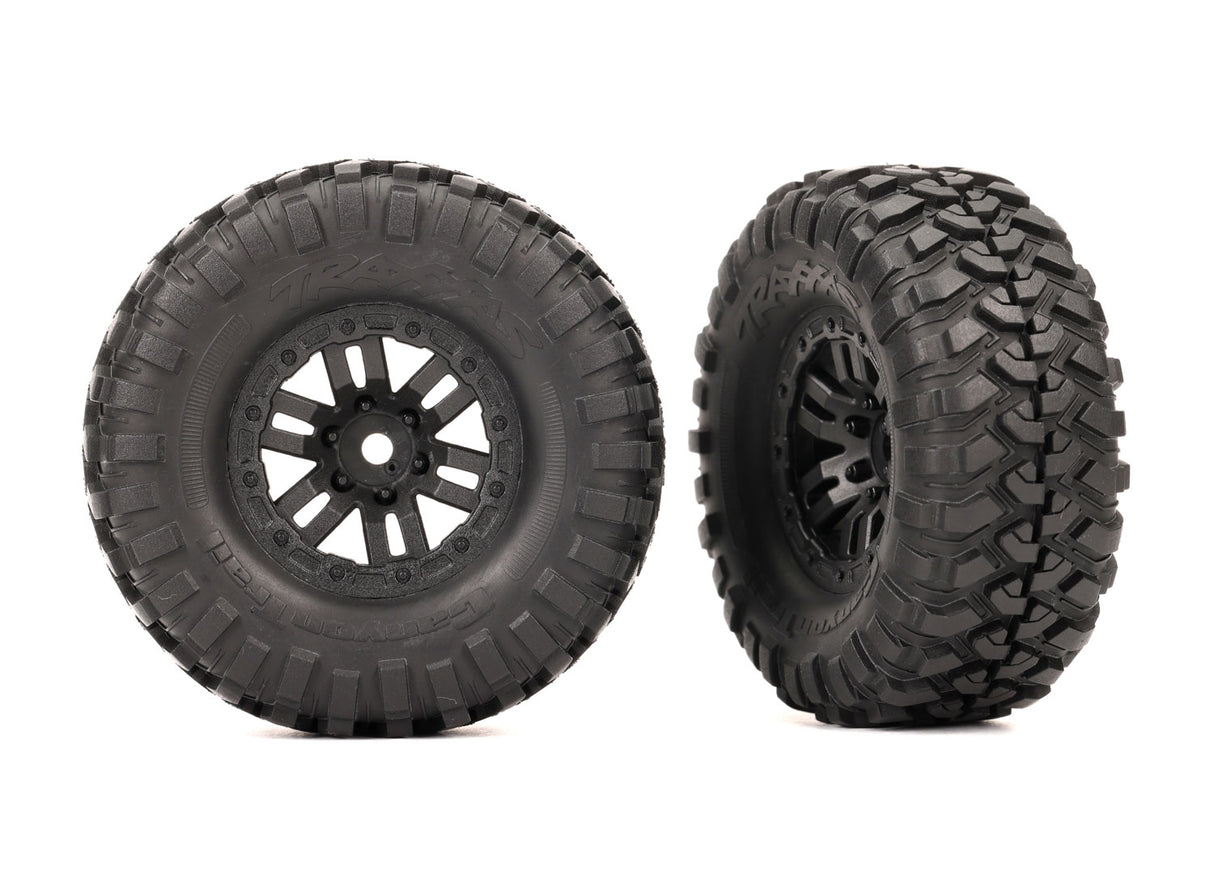 Traxxas 9773 Tires & Wheels, assembled (black 1.0' Wheels, Canyon Trail 2.2x1.0' Tires) (2) - TRA9773