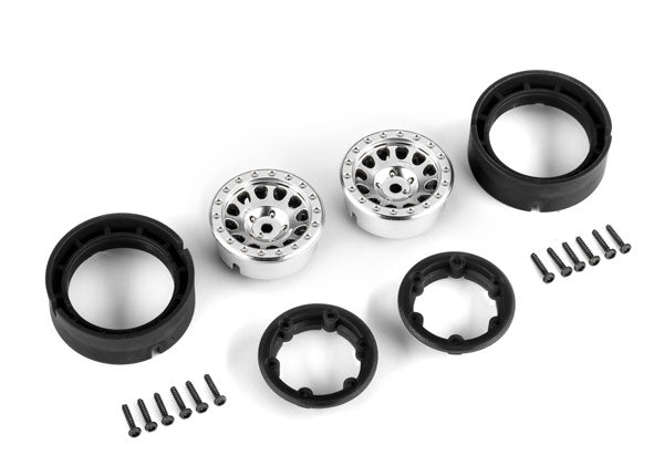 Traxxas 9781-SATIN Wheels, 1.0', Method Race Wheels 105 Beadlock (satin chrome, beadlock) (2) - TRA9781-SATIN