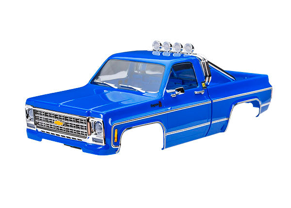 Traxxas 9811-BLUE Body, Chevrolet K10 Truck (1979), Complete, - Blue (includes grille, side mirrors, door handles, roll bar, windshield wipers, & clipless Mounting) (requires #9835 Front & Rear bumpers)