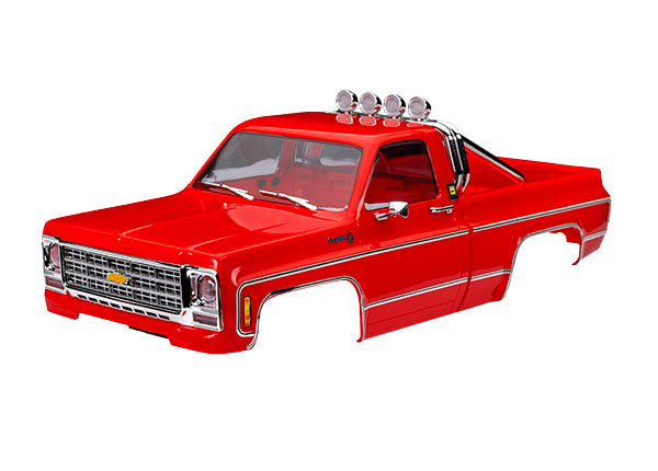 Traxxas 9811-RED Body, Chevrolet K10 Truck (1979), Complete, - Red (includes grille, side mirrors, door handles, roll bar, windshield wipers, & clipless Mounting) (requires #9835 Front & Rear bumpers)
