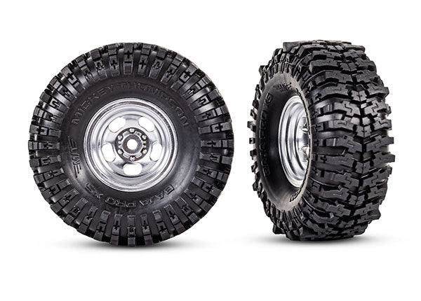 Traxxas 9872 Tires & Wheels, assembled (1.0' satin chrome Wheels, Mickey Thompson Baja Pro Xs 2.4x1.0' Tires) (2)