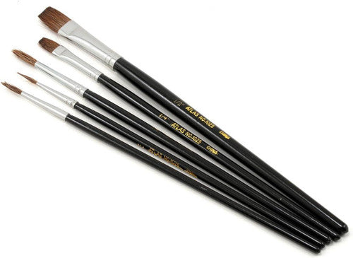 Atlas Brush Company 5PC CAMEL HAIR SET ROUND/FLAT - ABC1023