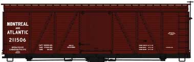 Accurail HO 36' FOWLER WOOD BOX CAR, MONTREAL & ATLANTIC #211506 - ACU1178