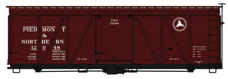 Fowler 36' Wood Boxcar - Kit -- Piedmont & Northern #12048 (Boxcar Red, white)