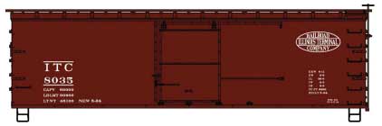 Accurail HO 36' DS Wood Boxcar, Steel Roof, Wood Ends - Kit - Illinois Terminal #8035