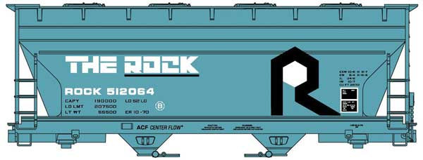Accurail HO ACF 2-Bay Covered Hopper - Kit -- Rock Island #512064 (blue, black, white)