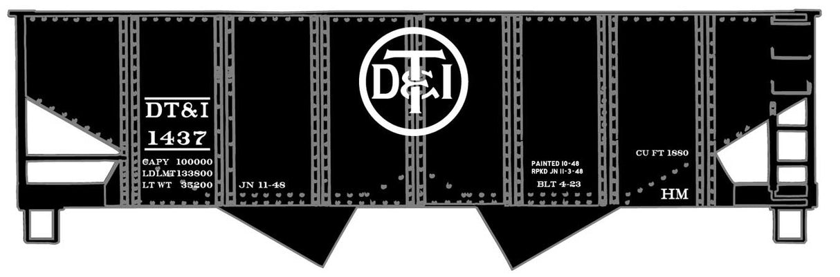 Accurail HO USRA 55-Ton 2-Bay Hopper - Kit -- Detroit, Toledo & Ironton