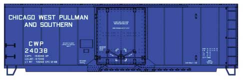 AAR 40' Insulated Plug-Door Boxcar - Kit -- Chicago, West Pullman & Southern #24038 (blue, white)