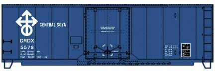Accurail HO AAR 40' Insulated Plug-Door Boxcar - Kit -- Central Soya CRDX #5572 (blue, white)
