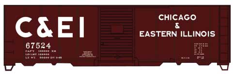 AAR 40' Single-Door Steel Boxcar - Kit -- Chicago & Eastern Illinois #67524 (Boxcar Red, white, Billboard C&EI)