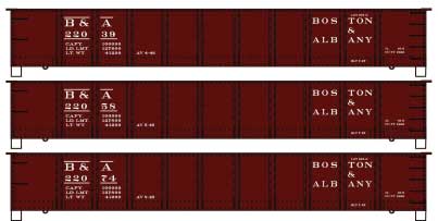 Accurail AAR 41' Steel Gondola 3-Pack - Kit -- Boston & Albany #22039, 22058, 22074 (Boxcar Red) - ACU37754