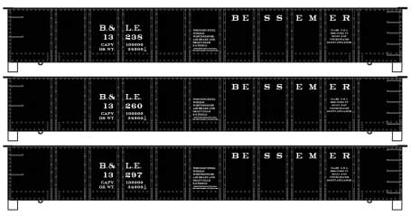 Accurail HO AAR 41' Steel Gondola 3-Pack - Kit -- Bessemer & Lake Erie #13238, 13260, 13297 (black)