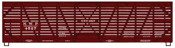 Accurail HO 40' Wood Stock Car - Kit -- Northwestern Pacific #4527 (Boxcar Red)