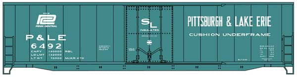 Accurail HO 50' Welded-Side Plug-Door Boxcar - Kit -- Pittsburgh & Lake Erie #6492 (Jade Green, white, PC logo)