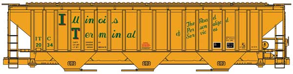 Pullman-Standard 4750 3-Bay Covered Hopper - Kit -- Illinois Terminal