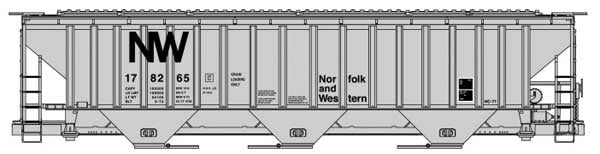 Pullman-Standard 4750 3-Bay Covered Hopper - Kit -- Norfolk & Western
