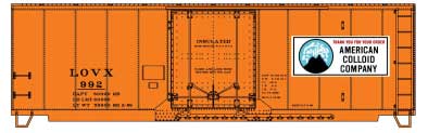 Accurail AAR 40' Insulated Plug-Door Boxcar - Kit -- American Colloid Co. LOVX #992 (orange, white; Volcano Logo) - ACU81413