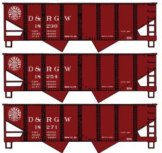 Accurail HO USRA Twin Hopper, D&RGW (3) - ACU8142