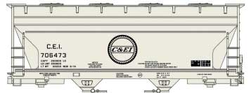 Accurail ACF 2-Bay Covered Hopper - Kit -- Chicago & Eastern Illinois #706473 (gray, black, Buzz Saw Logo) - ACU81513