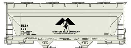 Accurail HO ACF 2-Bay Covered Hopper - Kit -- Morton Salt USLX #620 (gray, black)