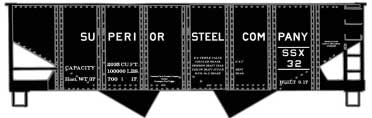 USRA 55-Ton 2-Bay Open Hopper - Kit -- Superior Steel #32 (black)