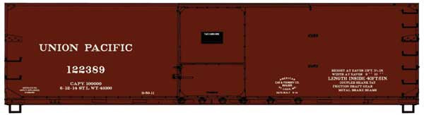 Accurail HO USRA 40' Double-Sheathed Wood Boxcar - Kit -- Union Pacific #122389 (Boxcar Red, No Logo)