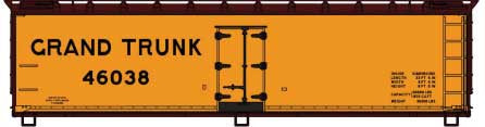 Accurail HO 40' Wood Reefer - Kit -- Grand Trunk #46038 (orange, Boxcar Red)