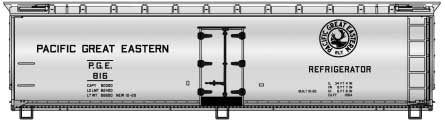 Accurail HO 40' Wood Reefer - Kit -- Pacific Great Eastern #818 (gray)