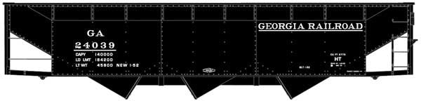 Accurail HO AAR 70-Ton Offset-Side 3-Bay Hopper - Kit -- Georgia Railroad #24039 (black)