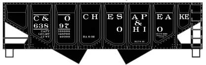 Accurail HO 55-Ton Panel-Side 2-Bay Hopper - Kit -- Chesapeake & Ohio #63897 (black)