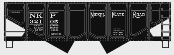 Accurail HO 55-Ton Wood-Side 2-Bay Hopper - Kit -- Nickel Plate Road #32105 (black)