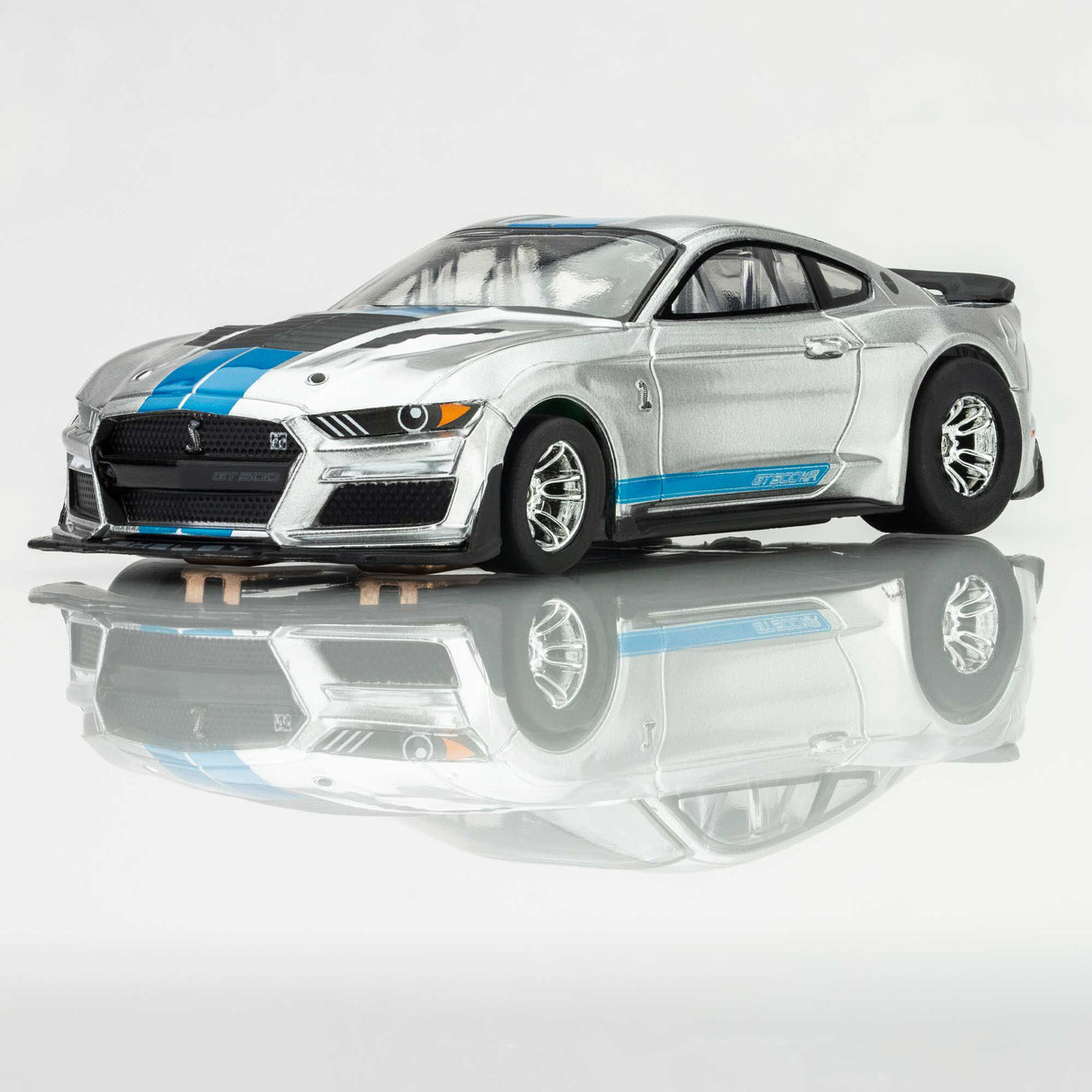 AFX Racing HO (1/64) Mustang GT500KR Silver/Blue Slot Car #22099