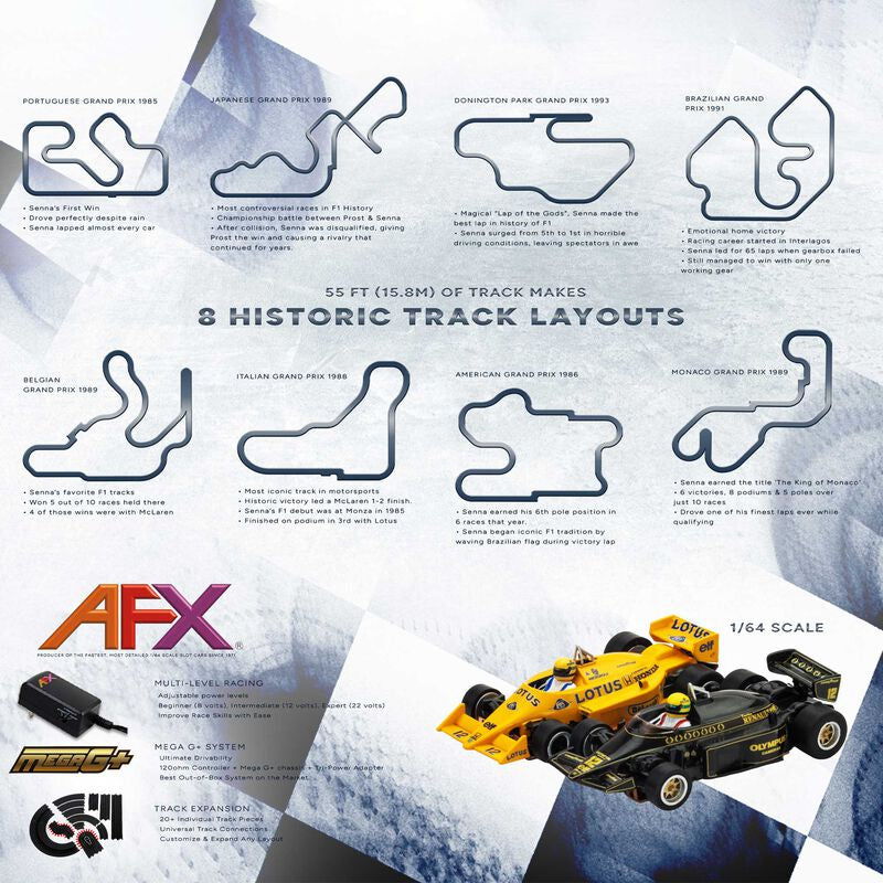 AFX Racing 22112 HO (1/64) Senna Limited Edition 80s Formula Slot Car Track Set