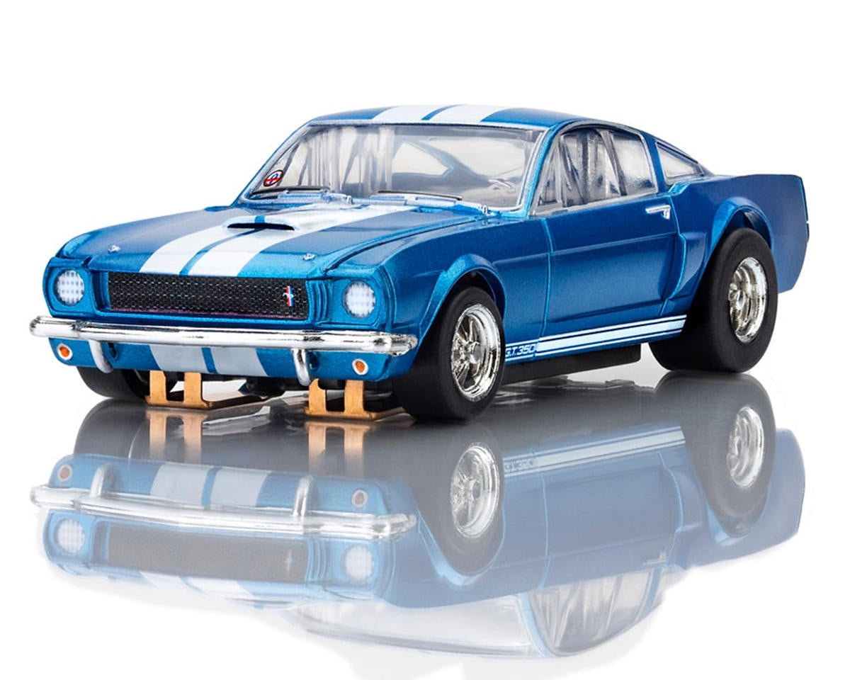 AFX 1966 Shelby Mustang GT350 HO Scale Slot Car (Blue/White) (LWB) (Mega G+)
