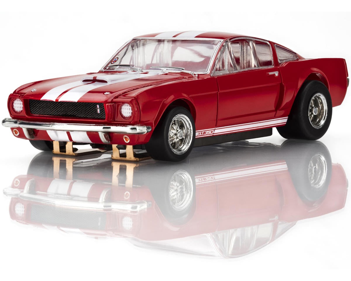 AFX 1966 Shelby Mustang GT350 HO Scale Slot Car (Red/White) (LWB) (Mega G+)