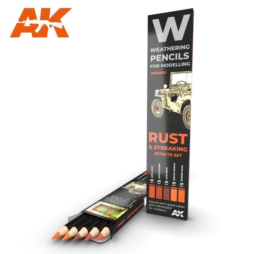 AK Interactive Weathering Pencils: Rust & Streaking Effects Set (5 Colors) - AKI10041