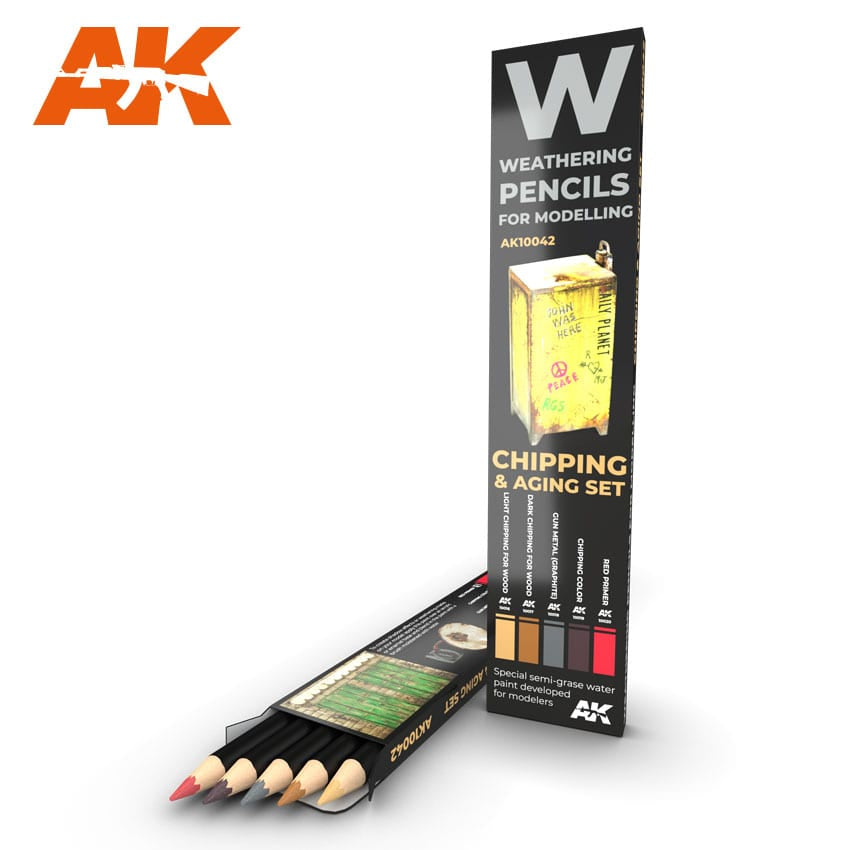 AK Interactive Weathering Pencils: Chipping & Aging Set (5 Colors) - AKI10042