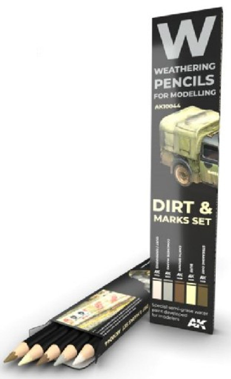 AK Interactive Weathering Pencils: Dirt Marks Set (5 Colors) - AKI10044