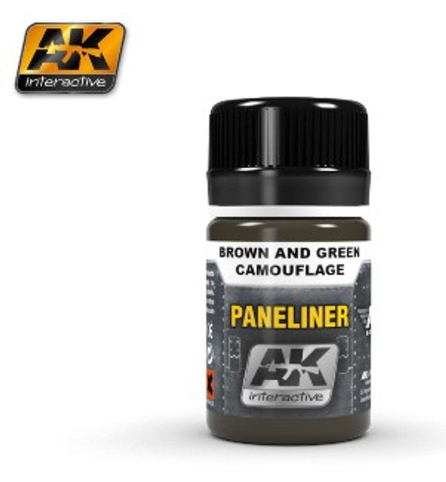 AKI Air Series: Panel Liner Brown & Green Camouflage Enamel Paint 35ml Bottle - AKI2071